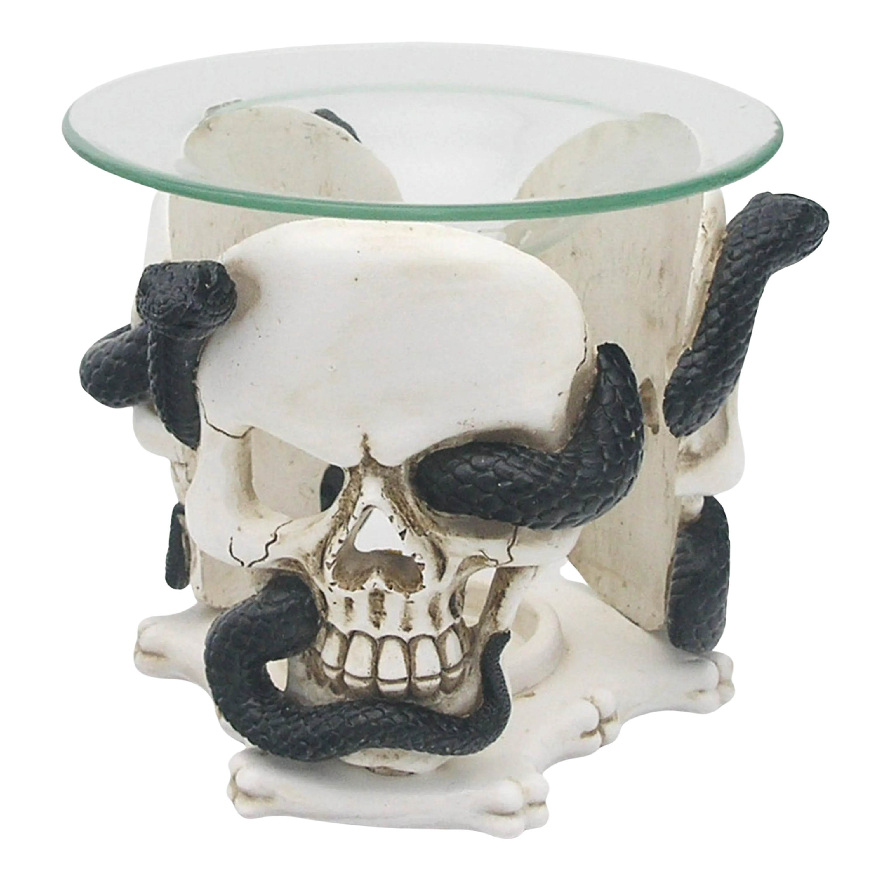 Skull and Serpent Resin Oil & Wax Burner with Glass Dish