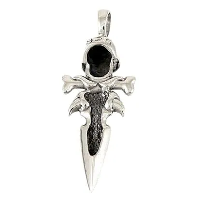 Skull Bone Dagger 925 Sterling Silver Men's Pendant