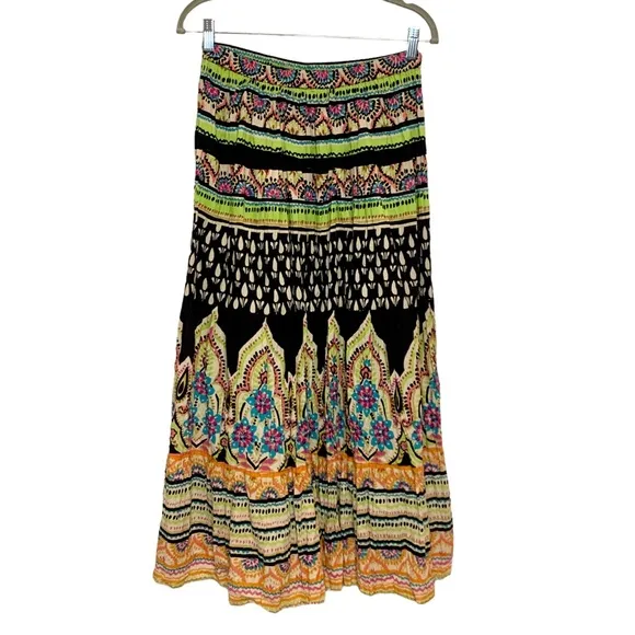 Soft Surroundings Boho Festival Maxi Skirt Embellished Beaded Multicolored XS