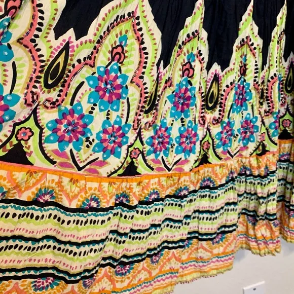 Soft Surroundings Boho Festival Maxi Skirt Embellished Beaded Multicolored XS