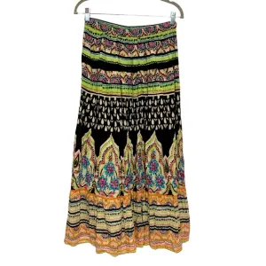 Soft Surroundings Boho Festival Maxi Skirt Embellished Beaded Multicolored XS