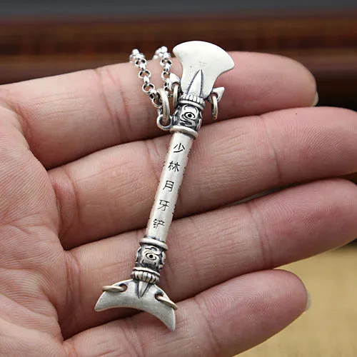Solid 990 Sterling Silver Pendant Lunar Tooth Spade Weaponry Jewelry