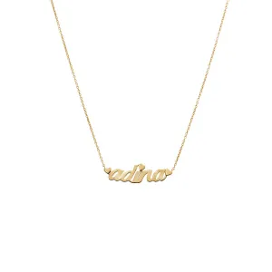 Solid Heart Accented Nameplate Necklace 14K