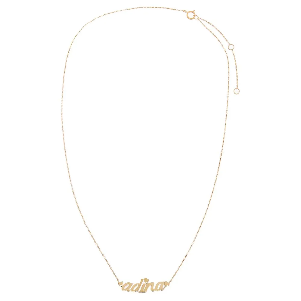 Solid Heart Accented Nameplate Necklace 14K