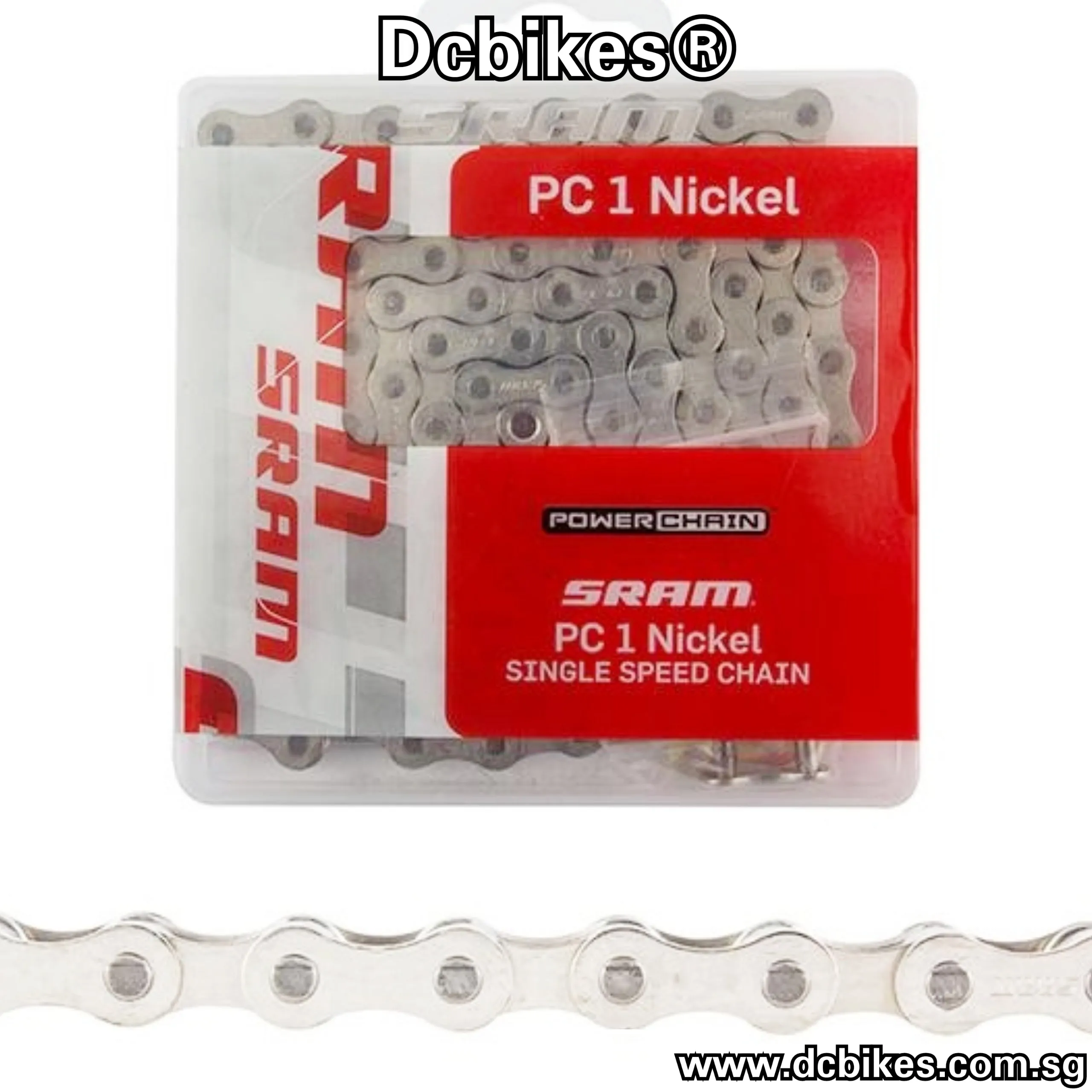 Sram Bmx Fixed Gear Fixie PC-1 Single Speed Silver Power Chain 114 links