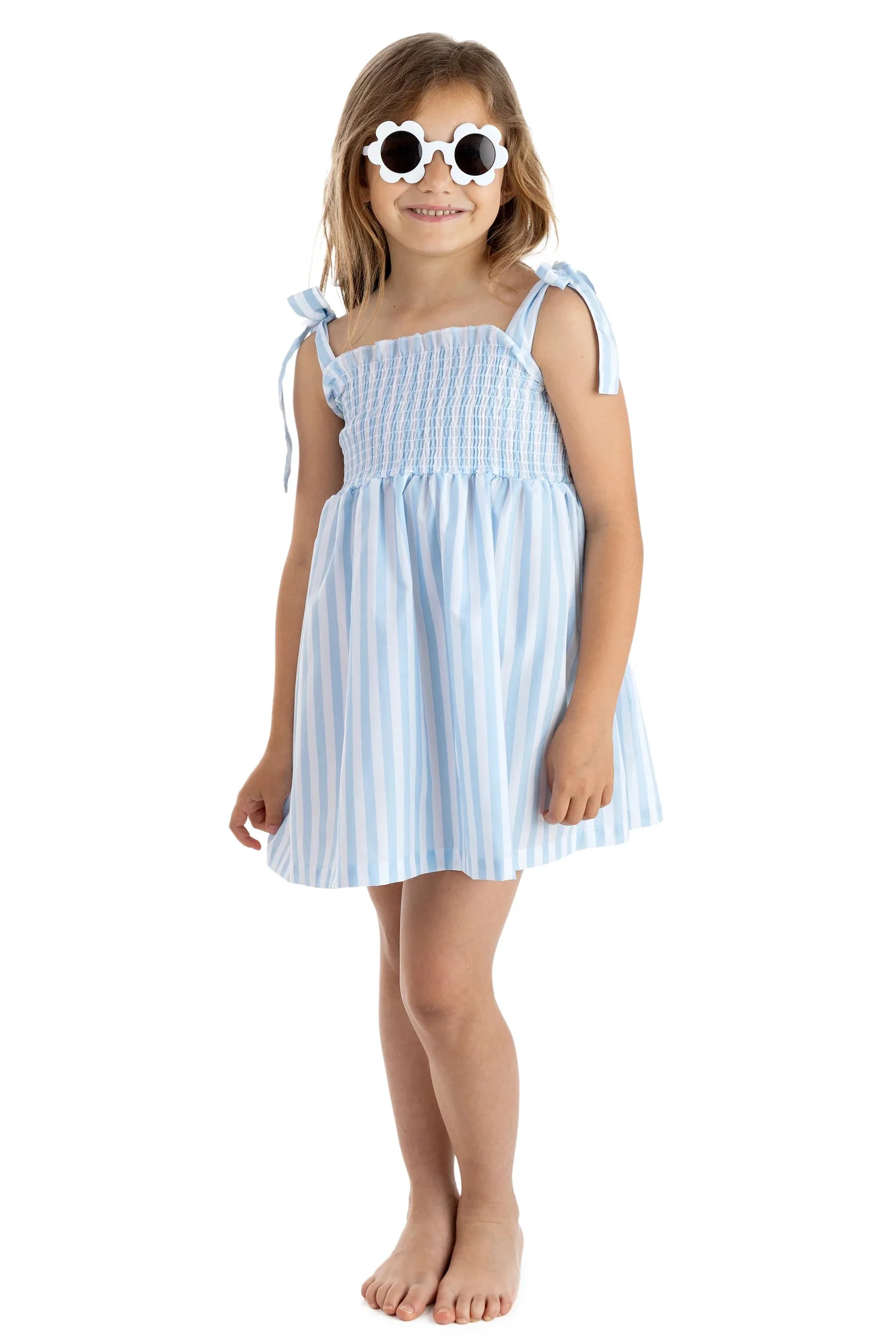 SS25 Meia Pata Girls Blue & White Beach Dress