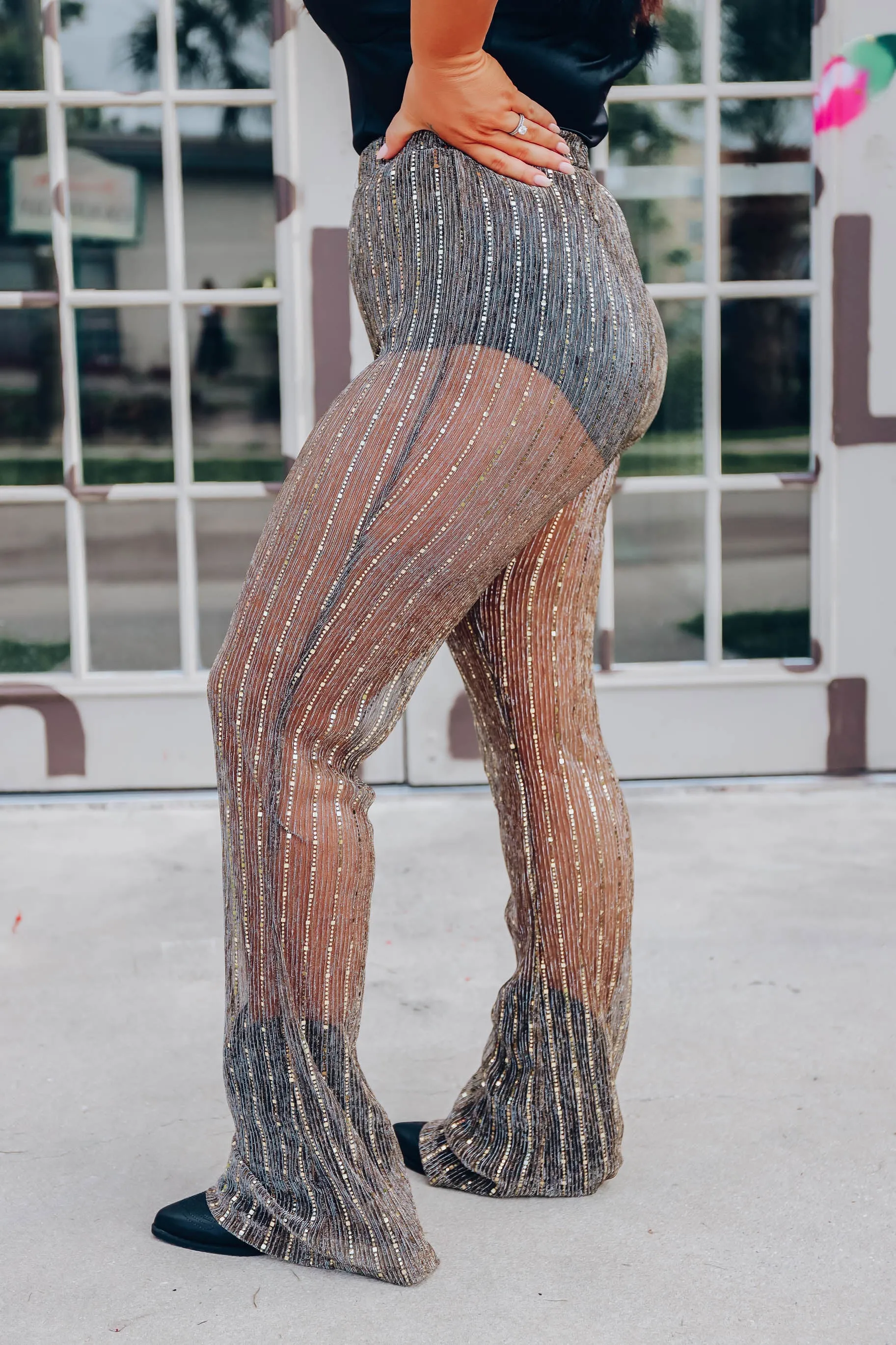 Stand Out Sequin Pants - Black