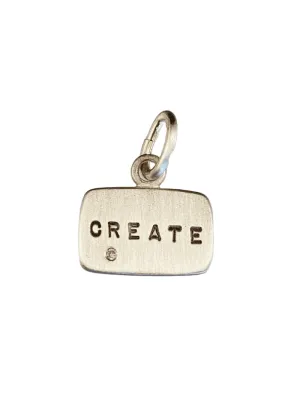 Sterling 'Create' Diamond Tag Charm