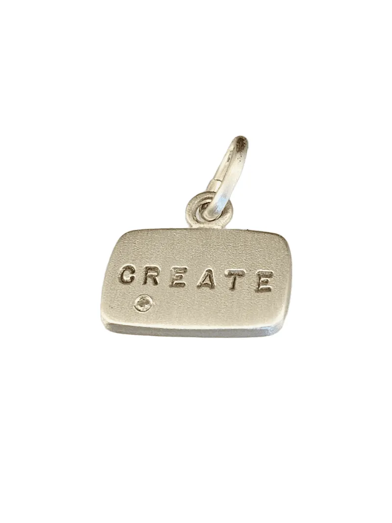 Sterling 'Create' Diamond Tag Charm