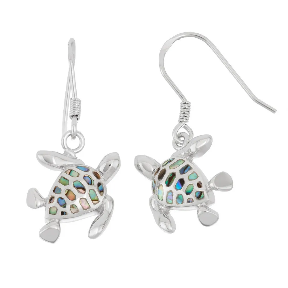 Sterling Silver Abalone Turtle Earrings (90789)
