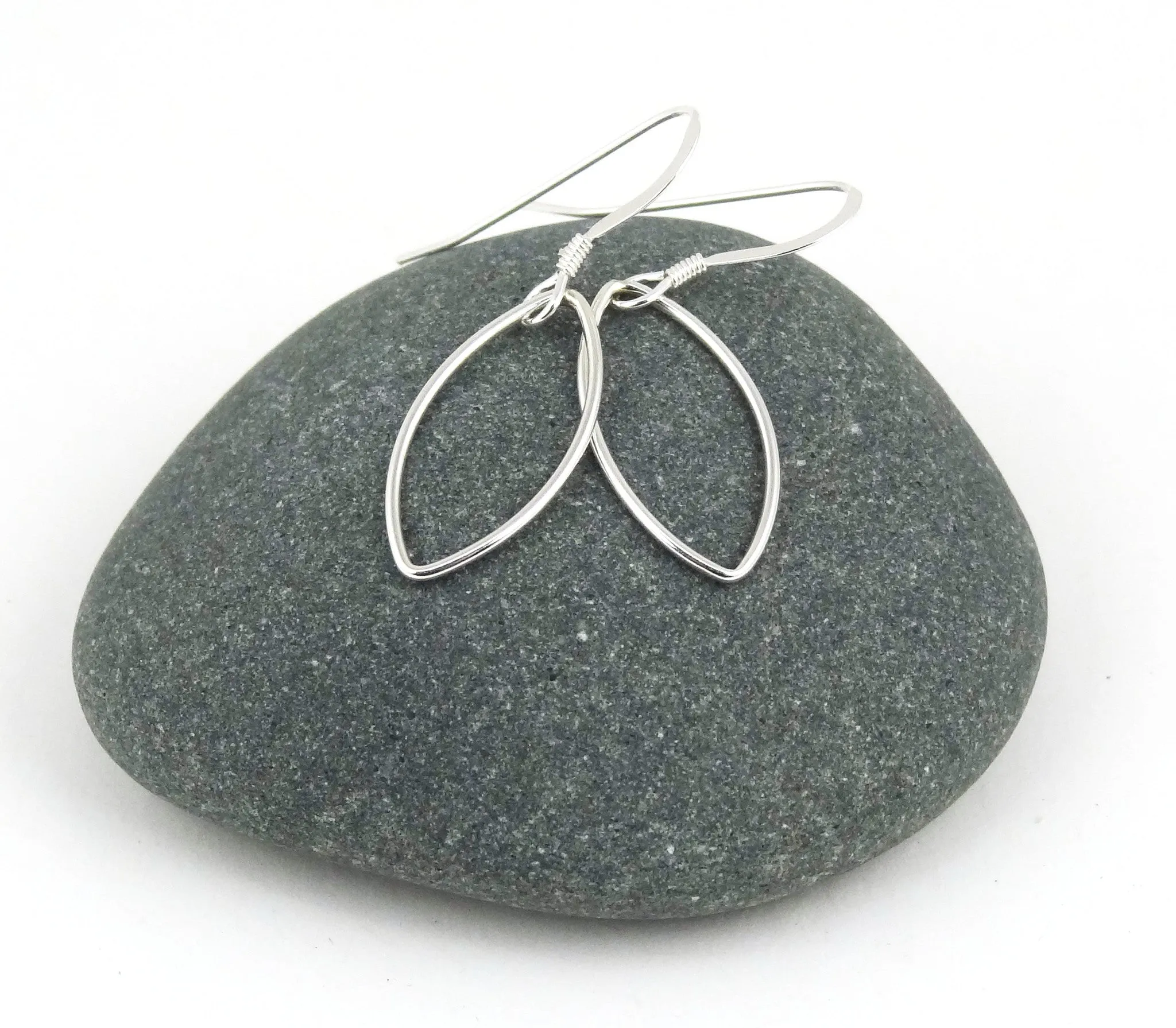 Sterling Silver Open Marquise-Shaped Earrings