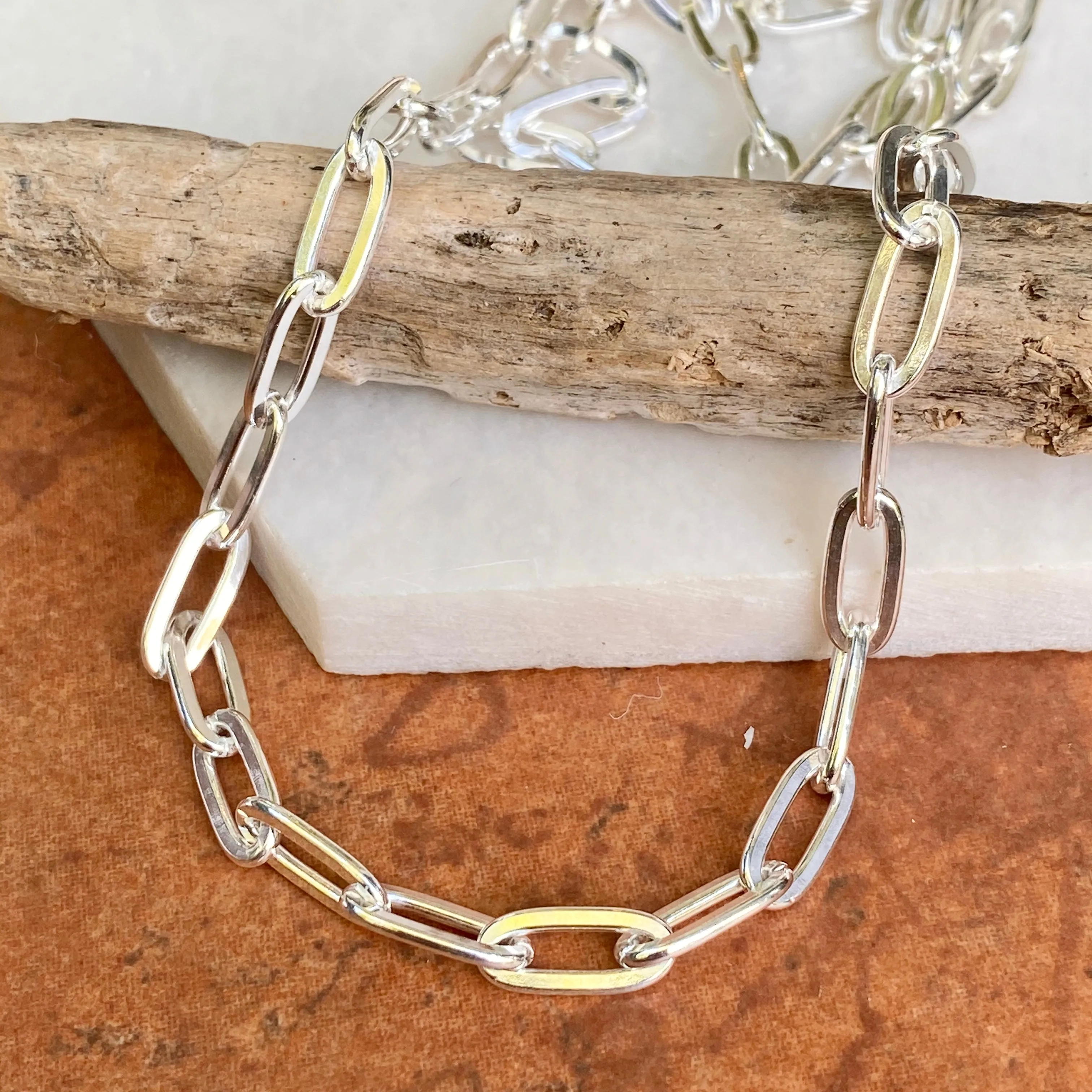 Sterling Silver Polished Open Paper Clip Chain Link Necklace 5.6mm