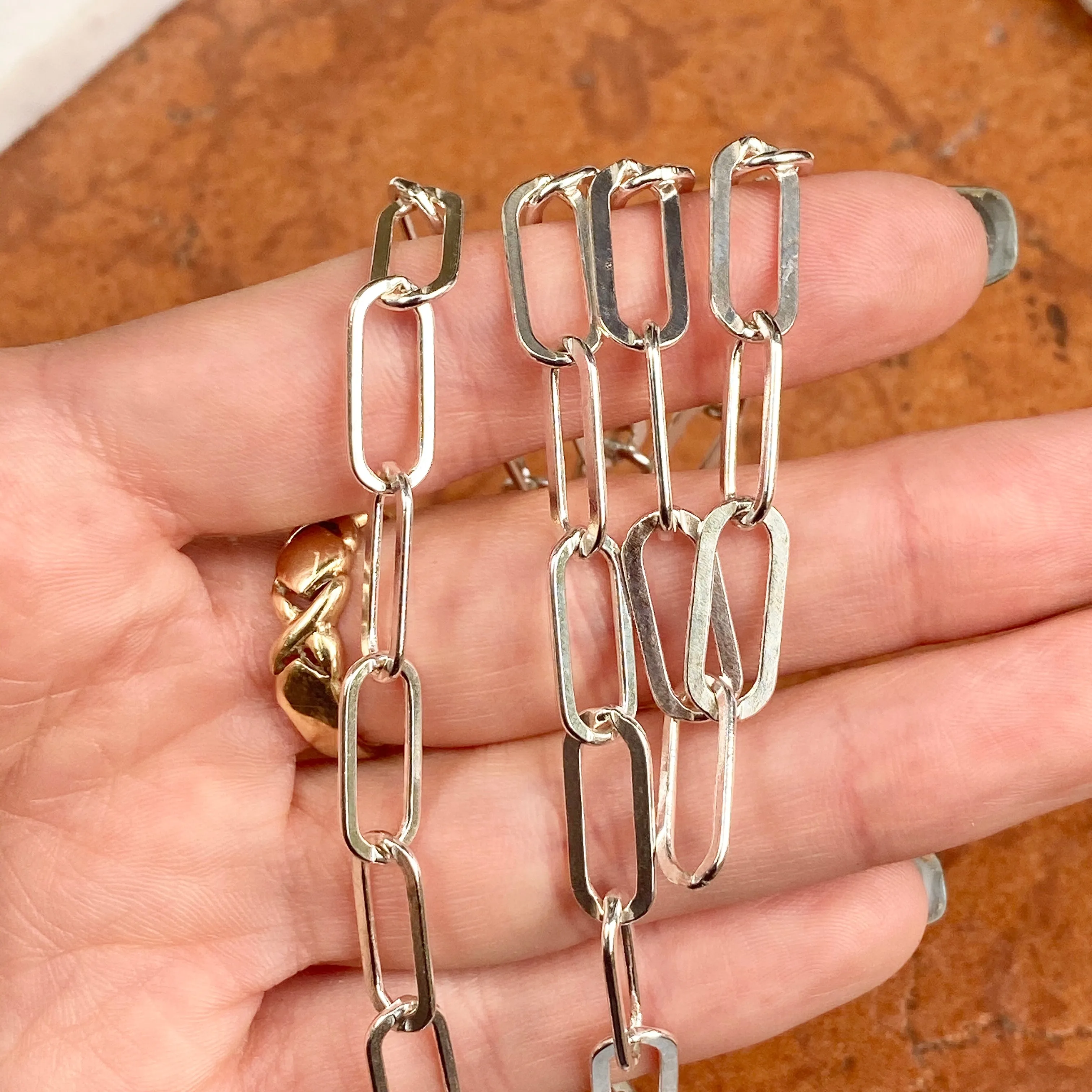 Sterling Silver Polished Open Paper Clip Chain Link Necklace 7mm