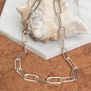 Sterling Silver Polished Open Paper Clip Chain Link Necklace 7mm