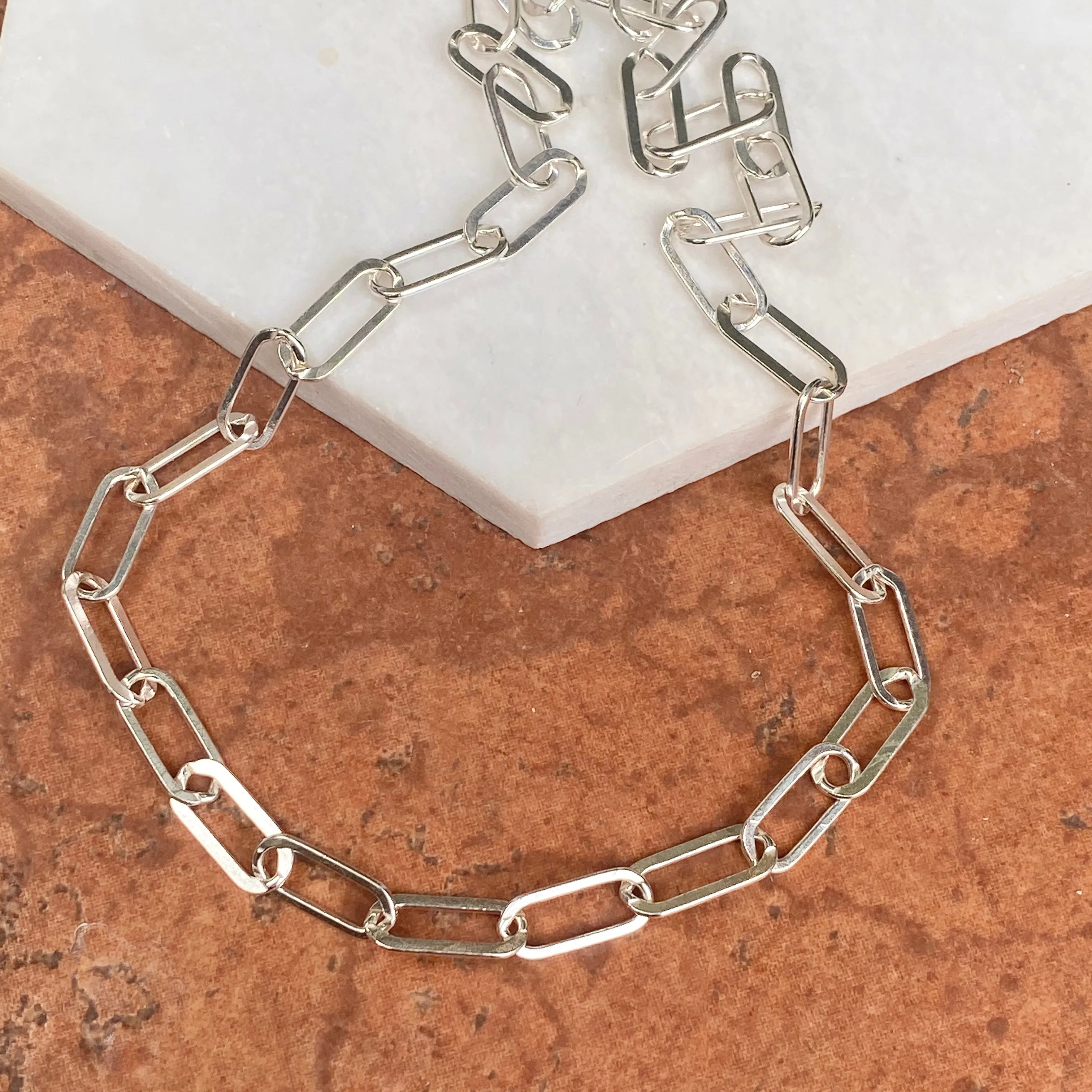 Sterling Silver Polished Open Paper Clip Chain Link Necklace 7mm