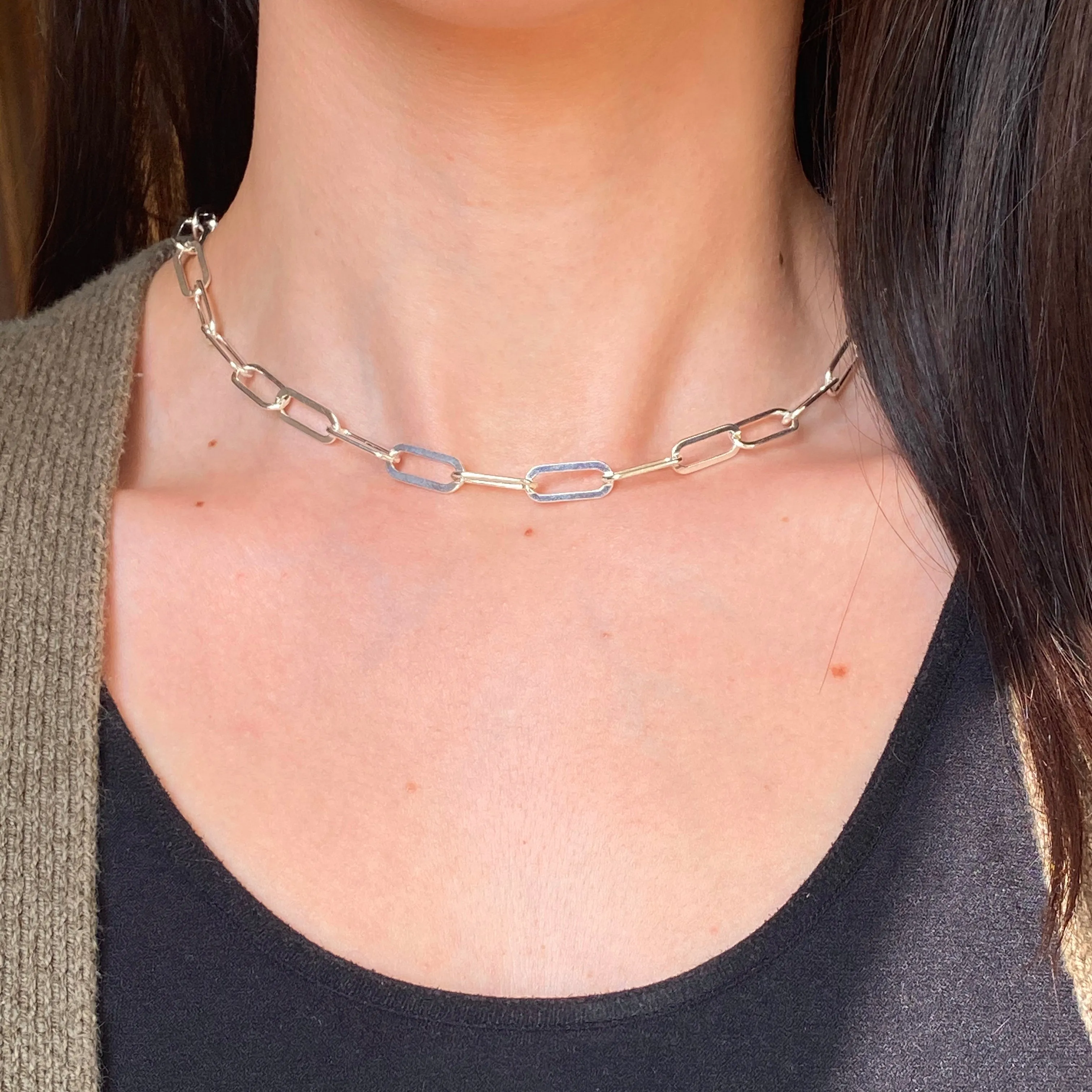Sterling Silver Polished Open Paper Clip Chain Link Necklace 7mm