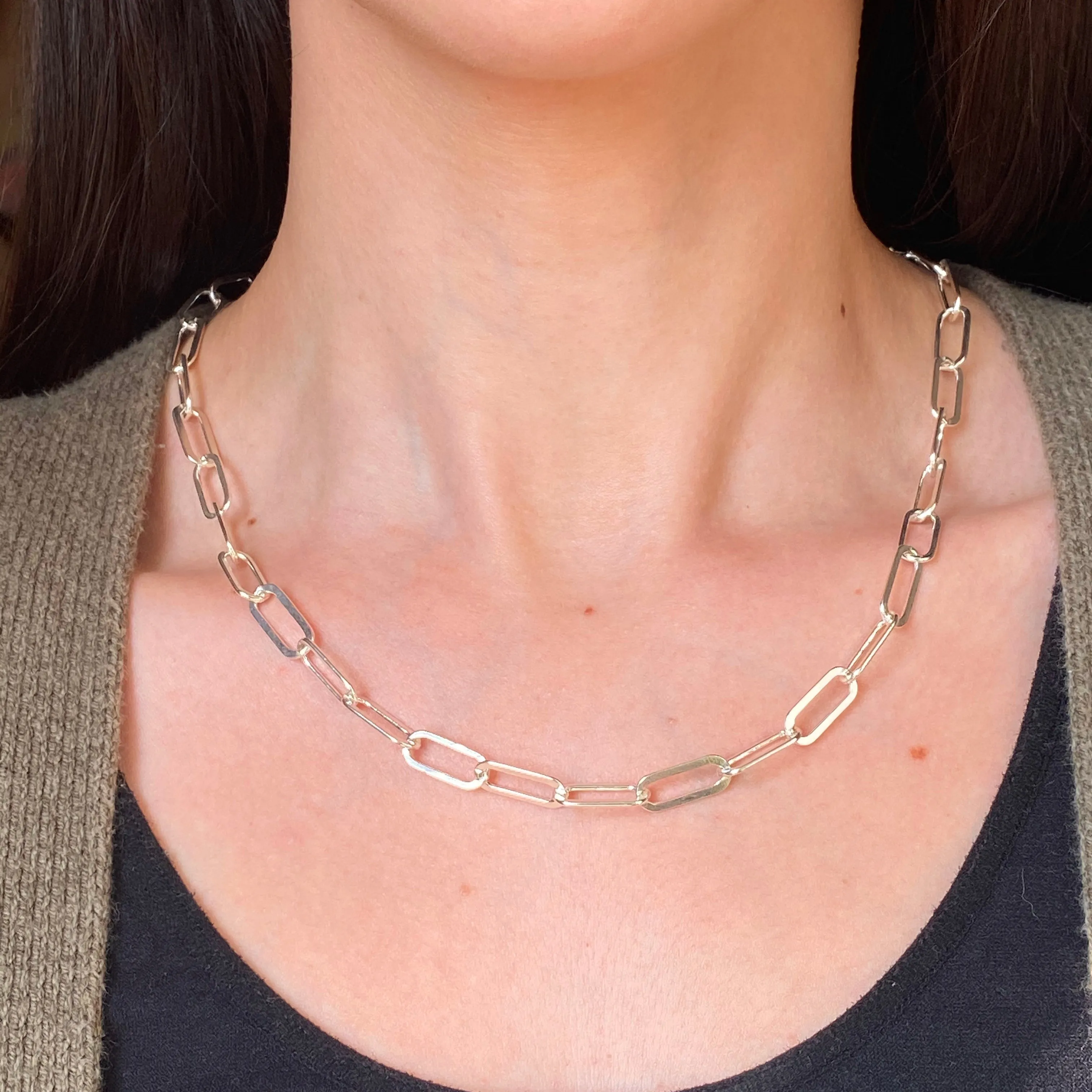 Sterling Silver Polished Open Paper Clip Chain Link Necklace 7mm