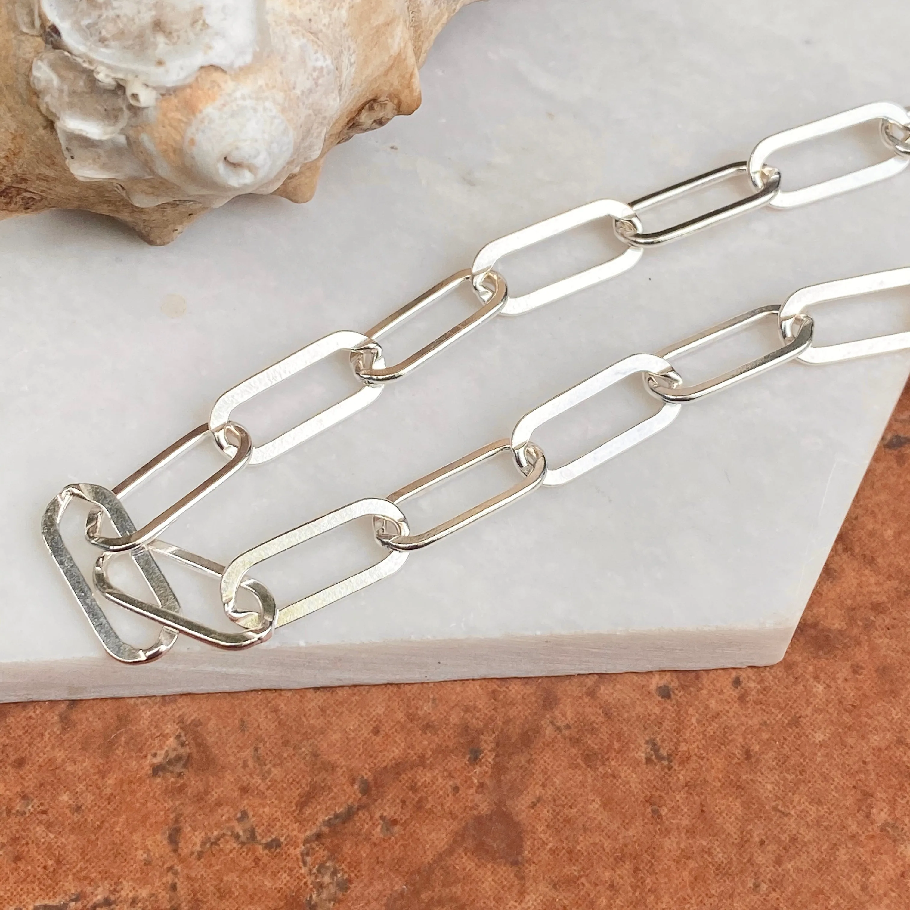 Sterling Silver Polished Open Paper Clip Chain Link Necklace 7mm