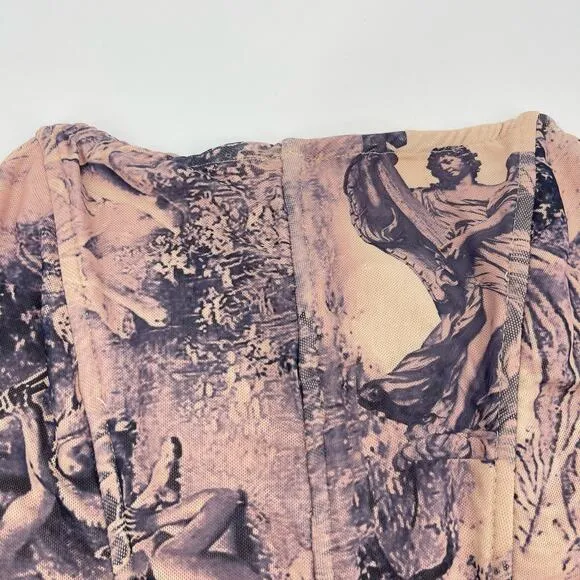 Superdown | Maeve Angel Toile Print Mesh Corset &amp; Mini Skirt Set XS
