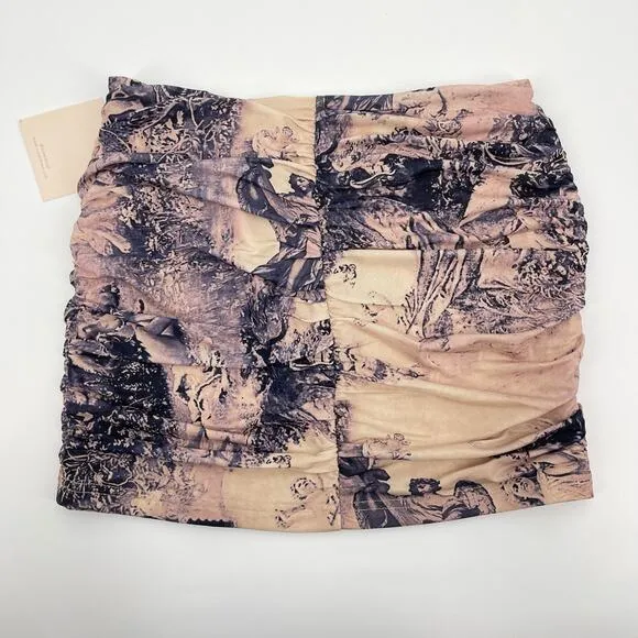 Superdown | Maeve Angel Toile Print Mesh Corset &amp; Mini Skirt Set XS