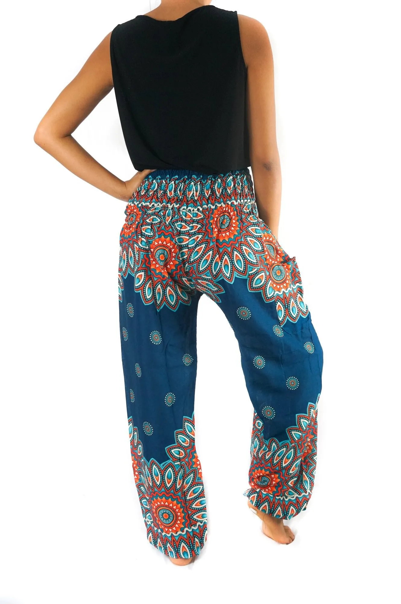 Teal Mandala Boho Harem Pants