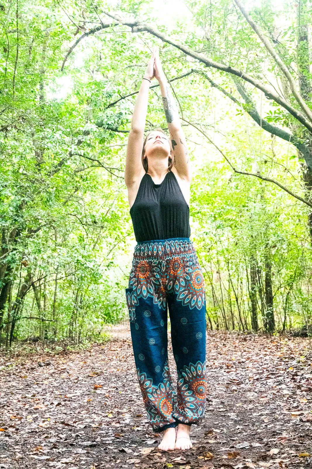 Teal Mandala Boho Harem Pants