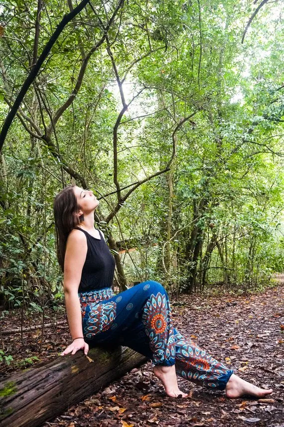 Teal Mandala Boho Harem Pants