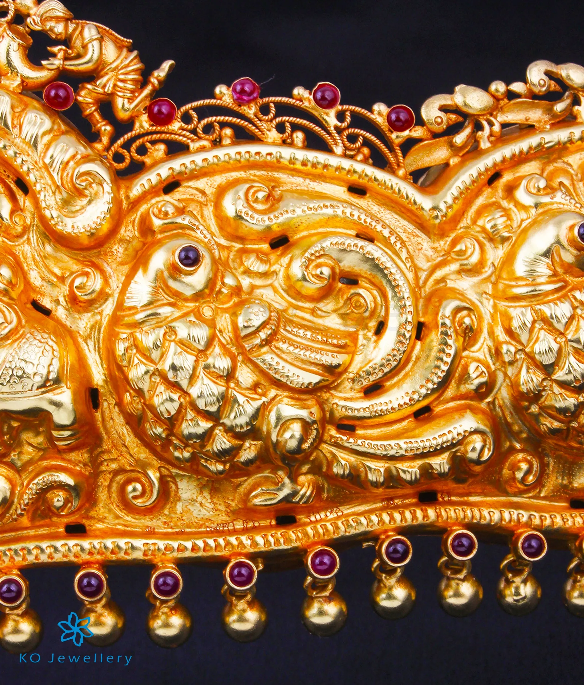 The Rudrani Lakshmi Silver Peacock Oddiyanam (Waist belt with Tassle)