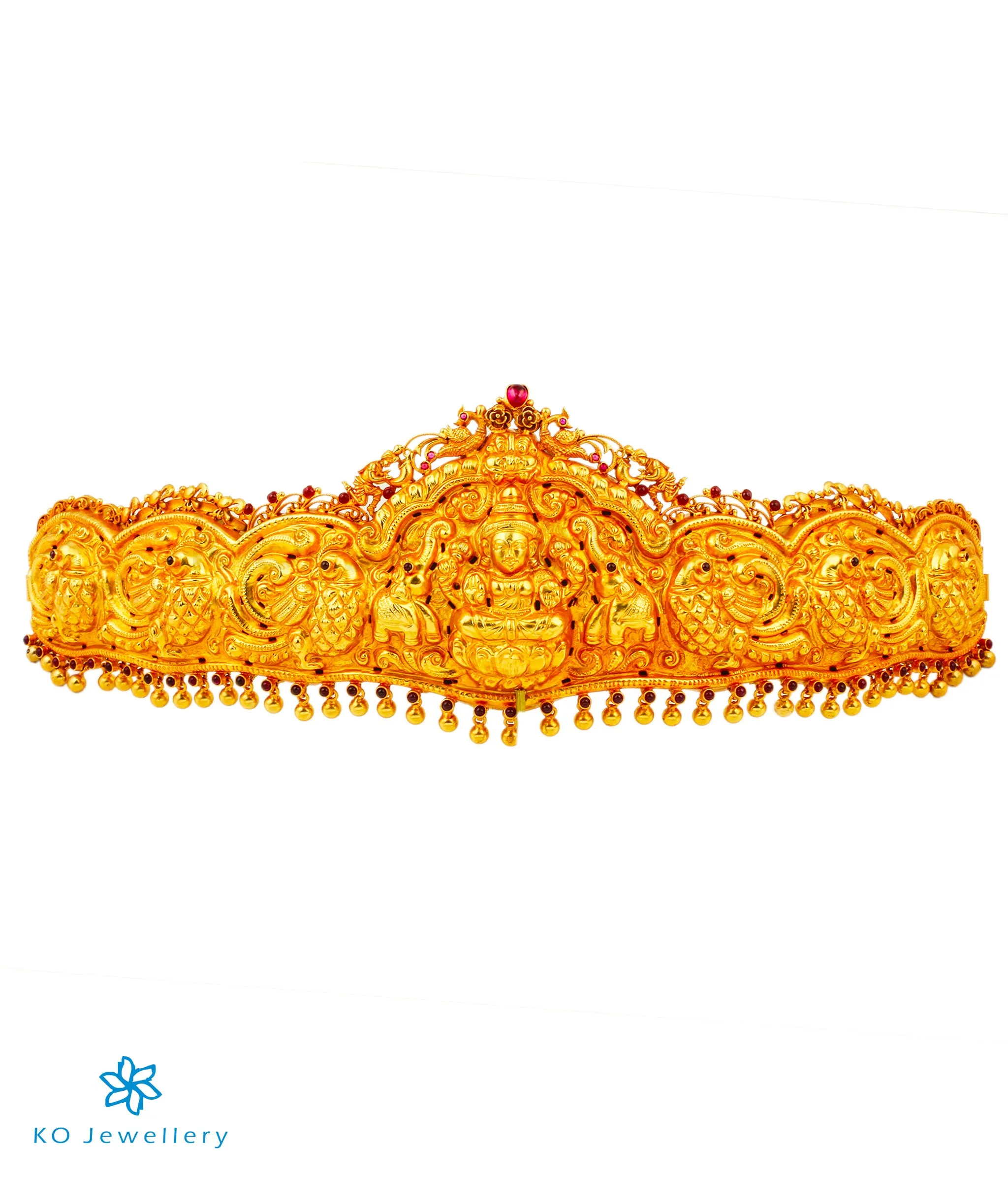 The Rudrani Lakshmi Silver Peacock Oddiyanam (Waist belt with Tassle)