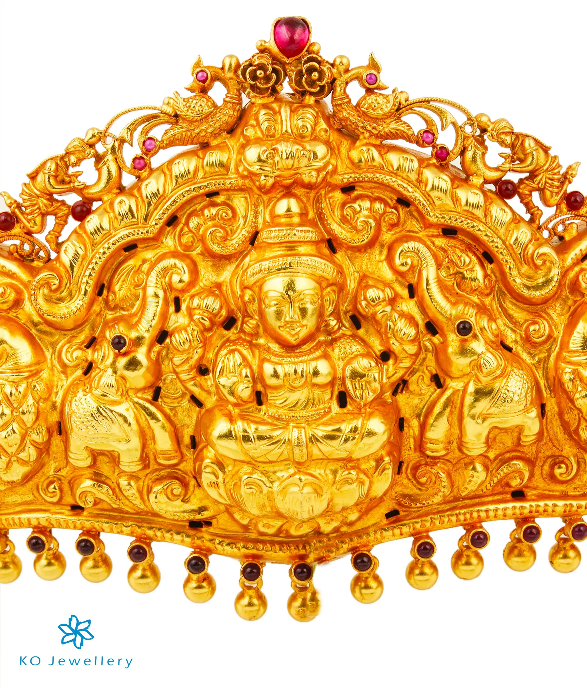 The Rudrani Lakshmi Silver Peacock Oddiyanam (Waist belt with Tassle)