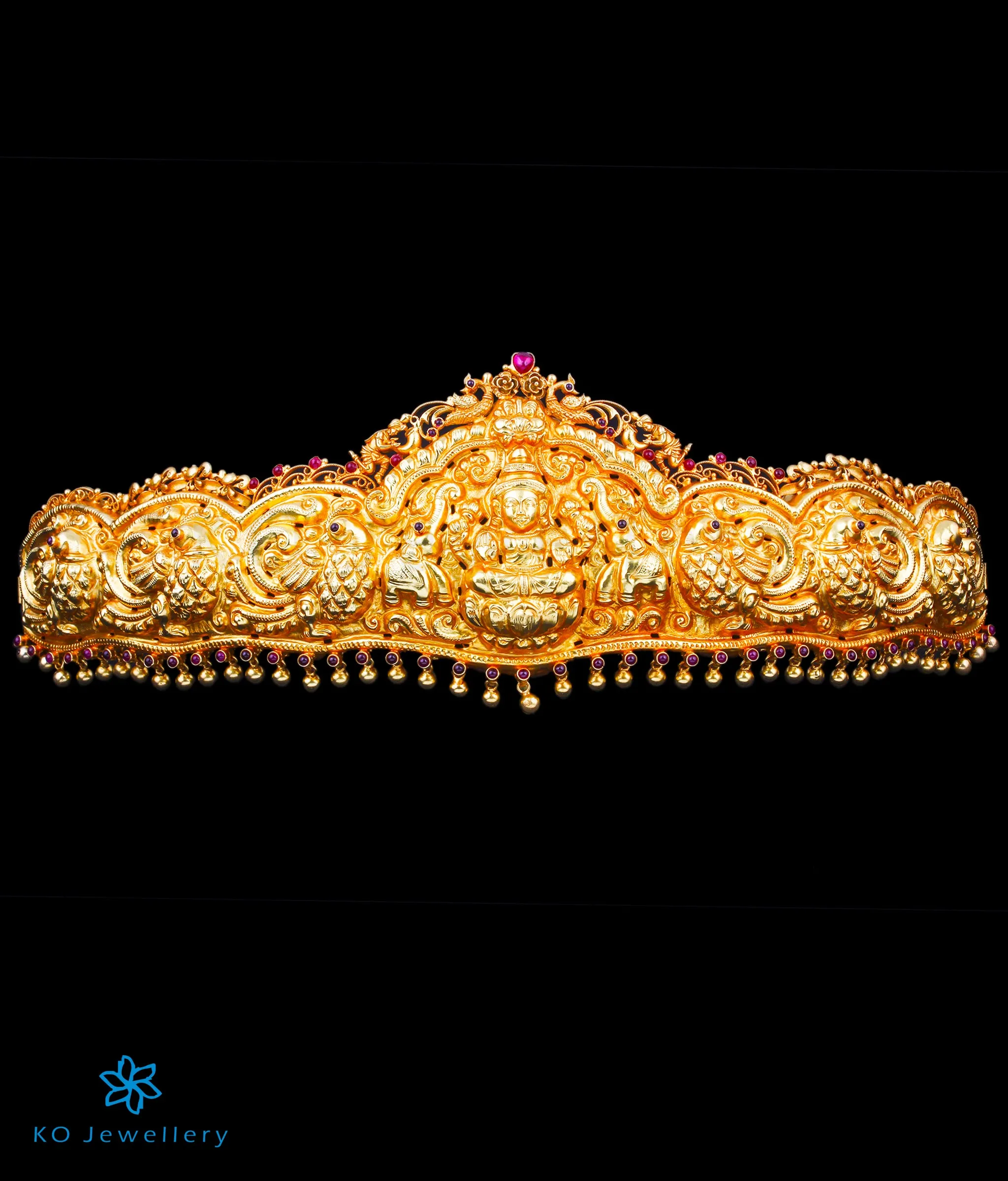 The Rudrani Lakshmi Silver Peacock Oddiyanam (Waist belt with Tassle)