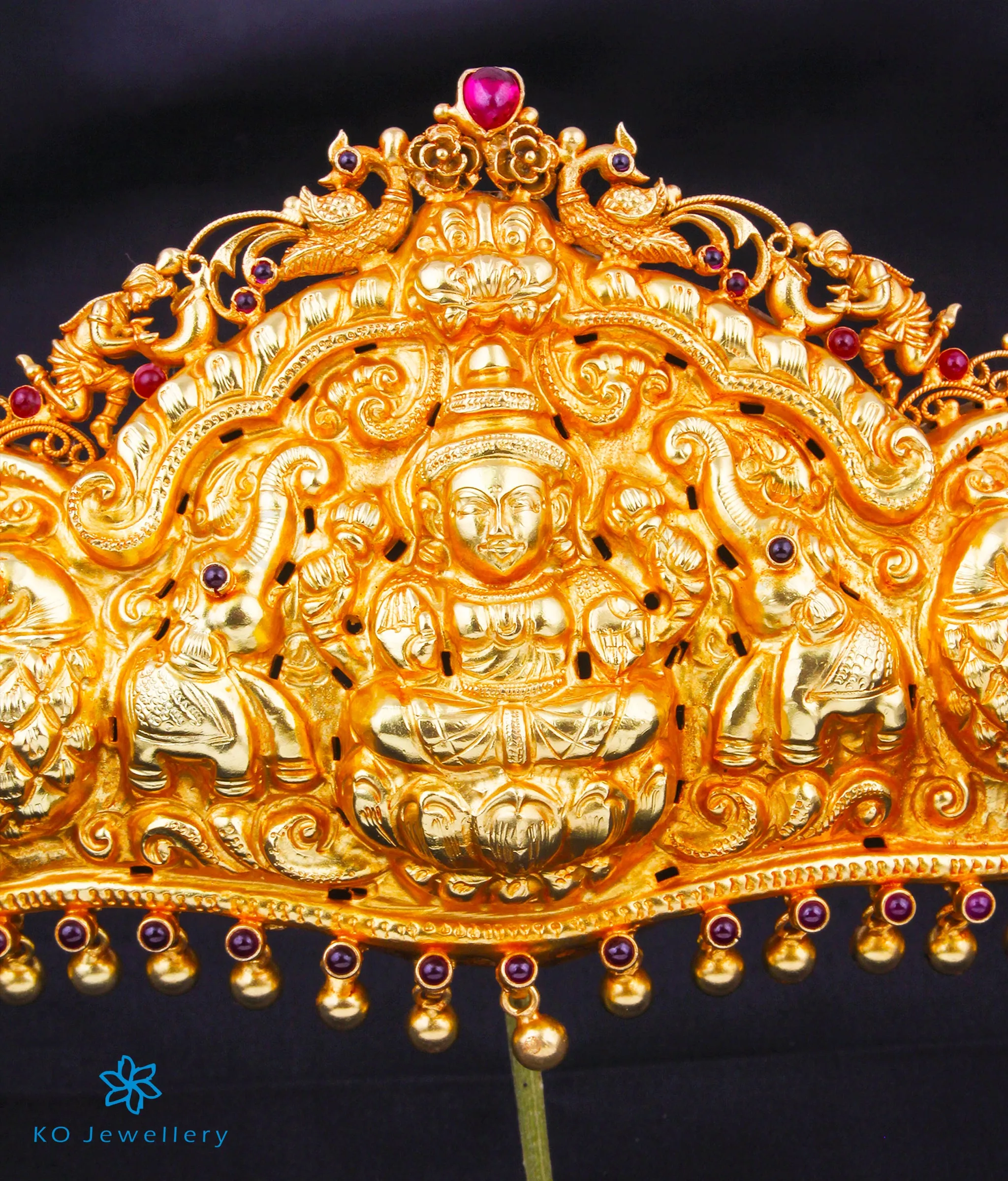 The Rudrani Lakshmi Silver Peacock Oddiyanam (Waist belt with Tassle)