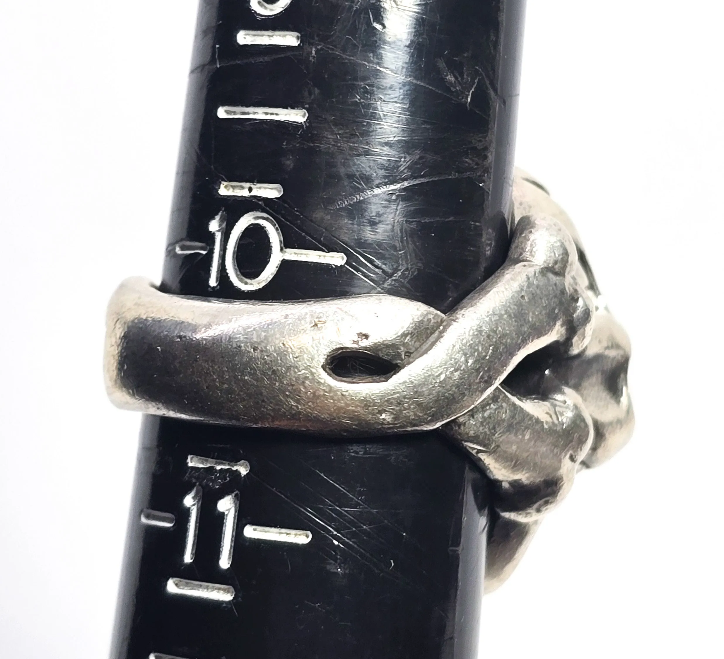 Thick Skull tribal flame cross bones retro biker sterling silver goth ring size 10.5