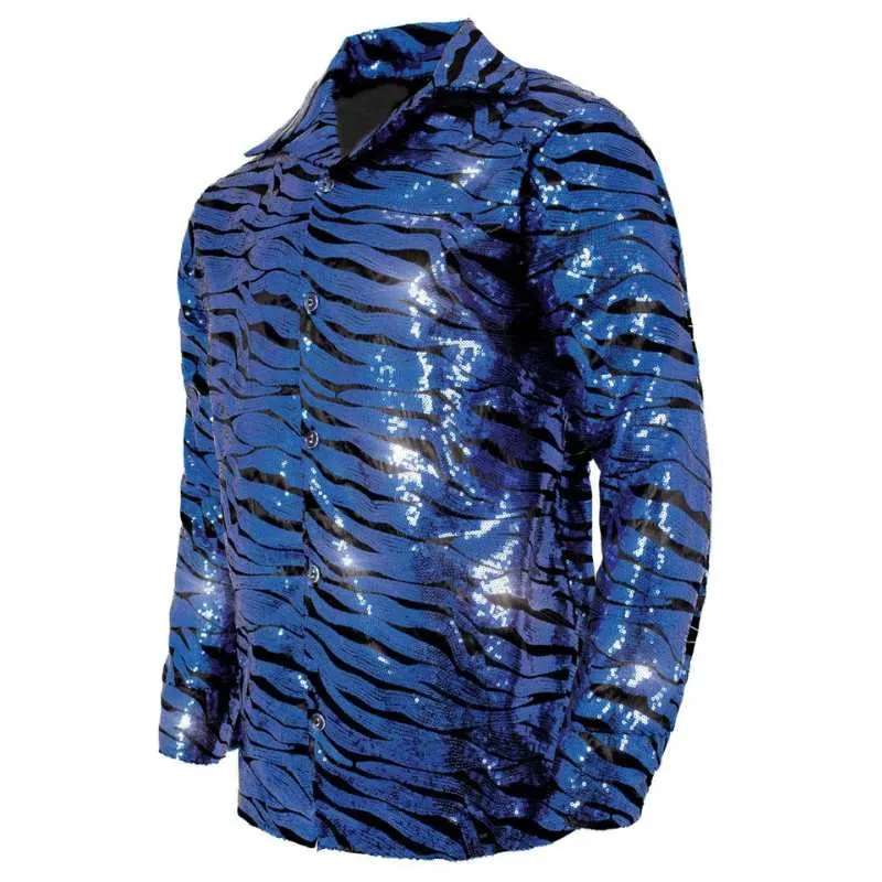 Tiger Disco Men's Shirt-Blue