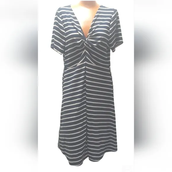 Torrid Nautical Beach Dress Navy Striped Twist Knot Rib Swing Plus 1X 14 16W New