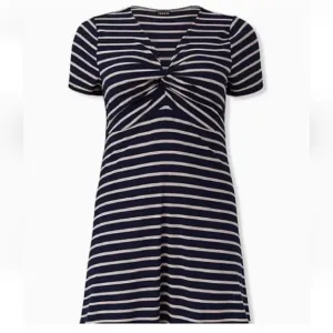 Torrid Nautical Beach Dress Navy Striped Twist Knot Rib Swing Plus 1X 14 16W New