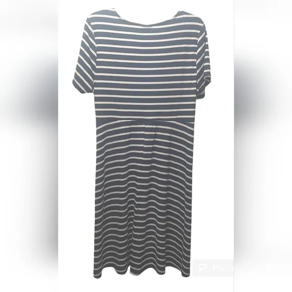 Torrid Nautical Beach Dress Navy Striped Twist Knot Rib Swing Plus 1X 14 16W New