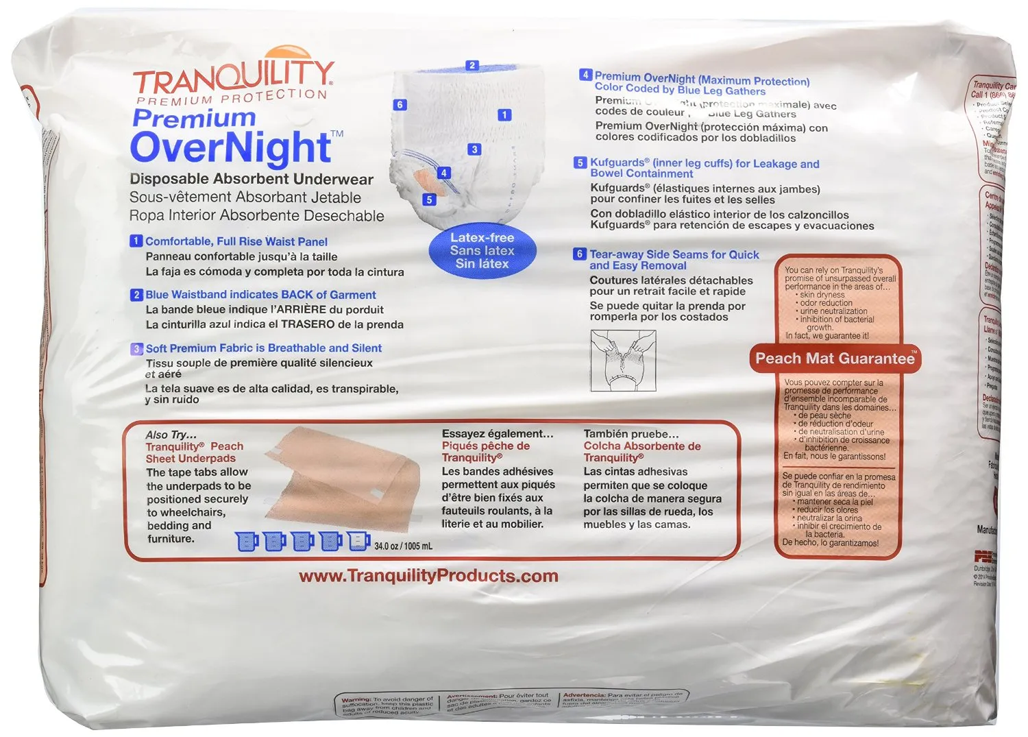 Tranquility 2117 Premium OverNight Pull On diapers XL 14/Bag