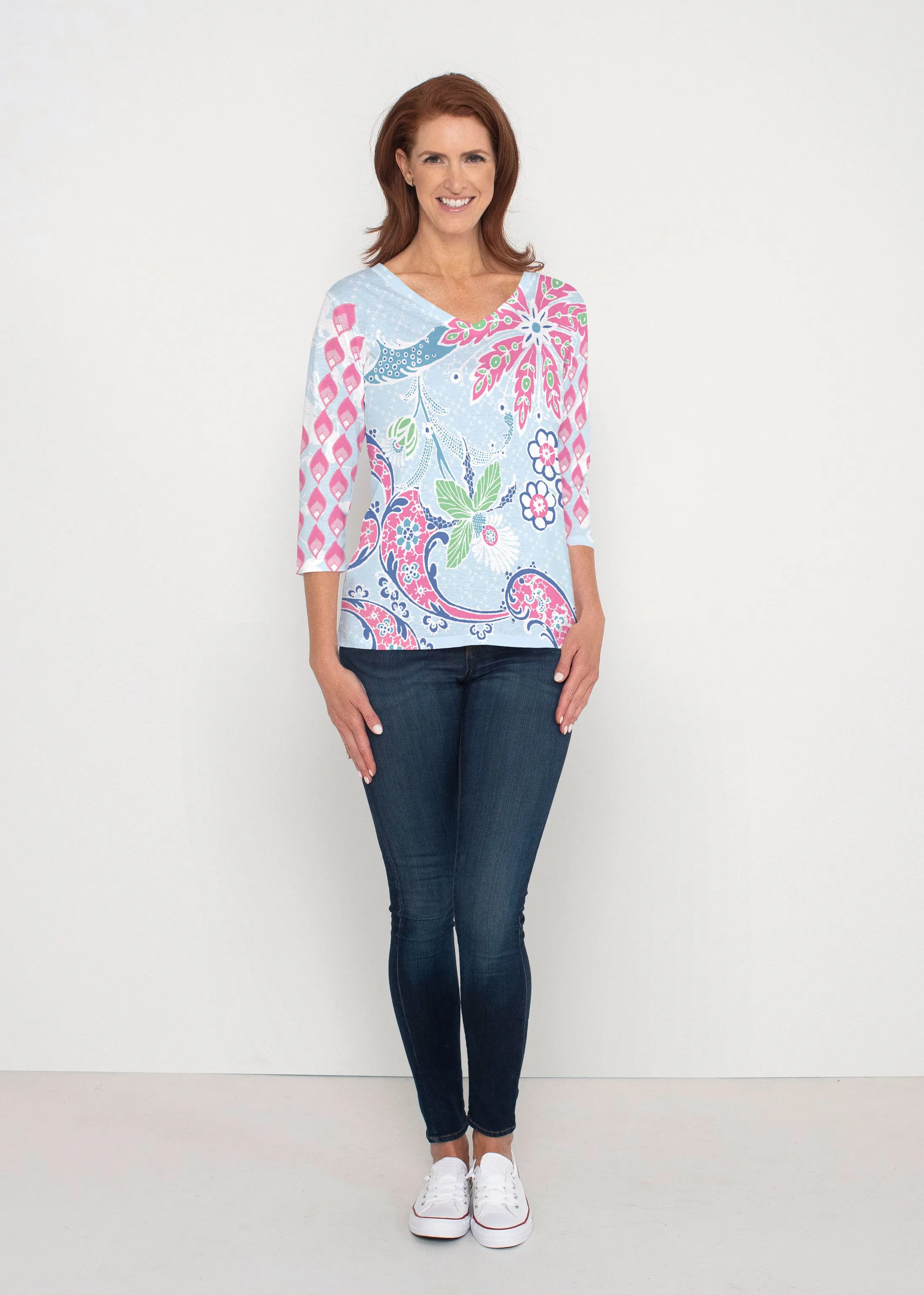 Tropical Island (2029) ~ Signature 3/4 Sleeve V-Neck Top