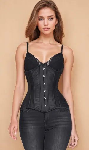 Underbust Custom Made Black Mesh Longline Corset