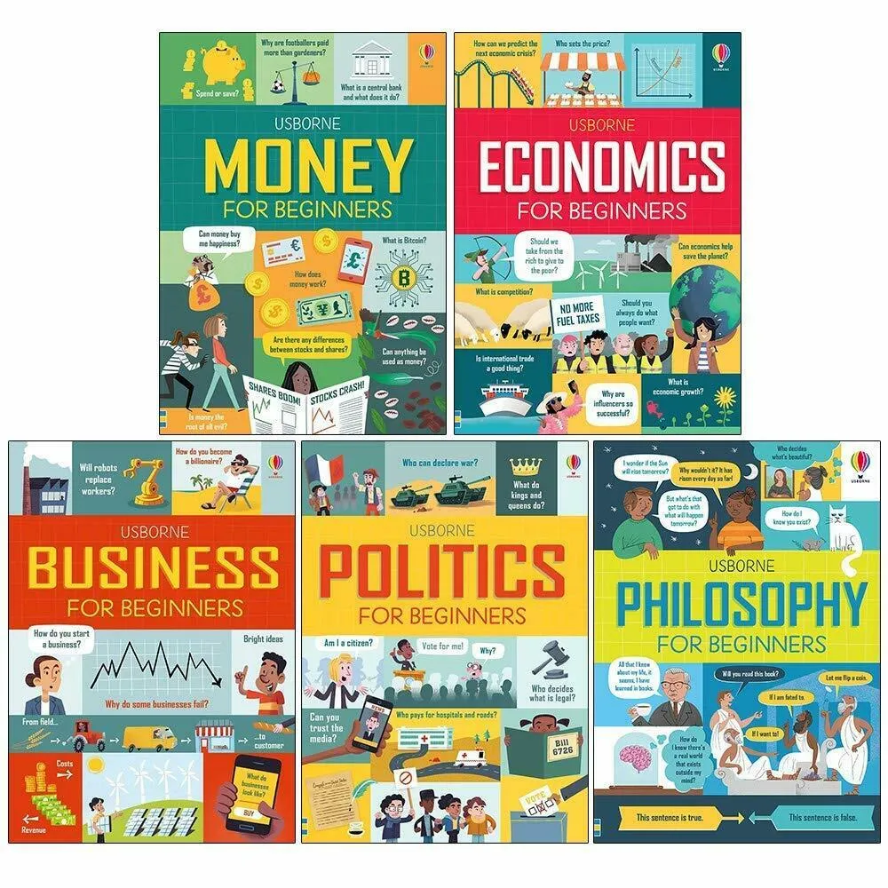Usborne Big Subject for Beginners 5 Books Collection Box Set (Money, Economics, Business, Politics & Philosophy)