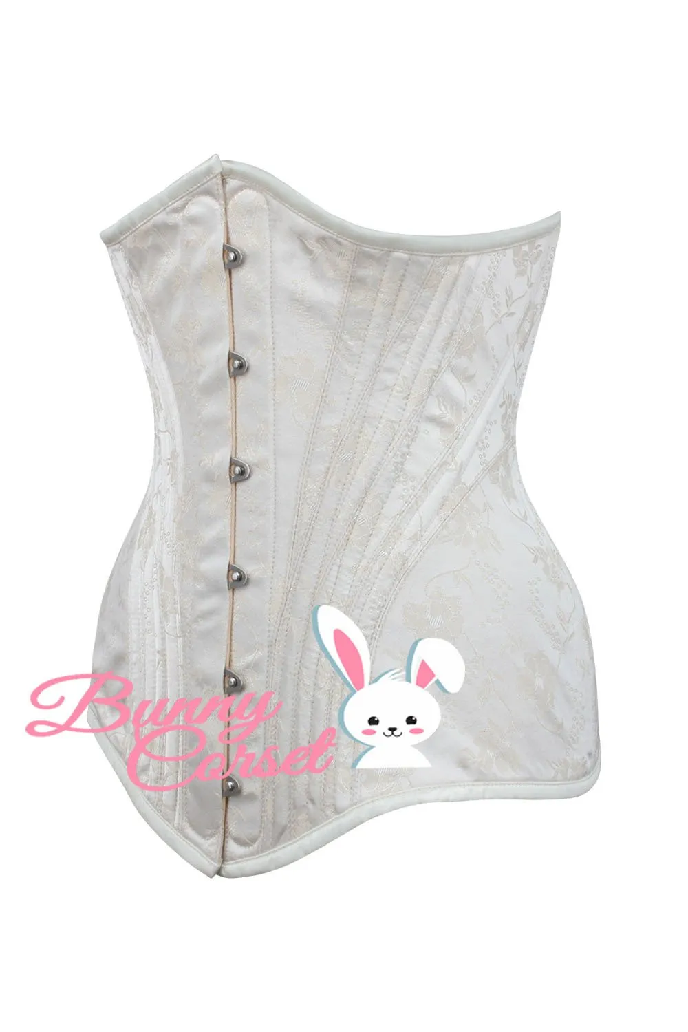 VG-19833 - Waist Training Ivory Brocade Corset with Hip Panels