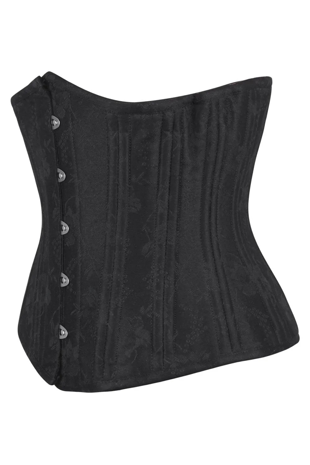VG-19857 - Waist Training Black Brocade Underbust Corset