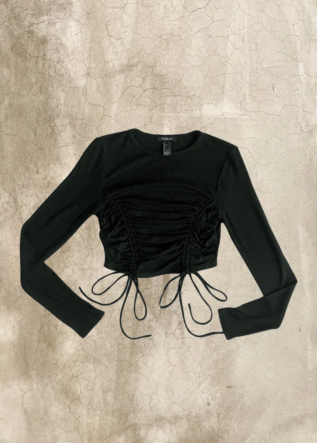 Violet Ruched Crop Top - Black