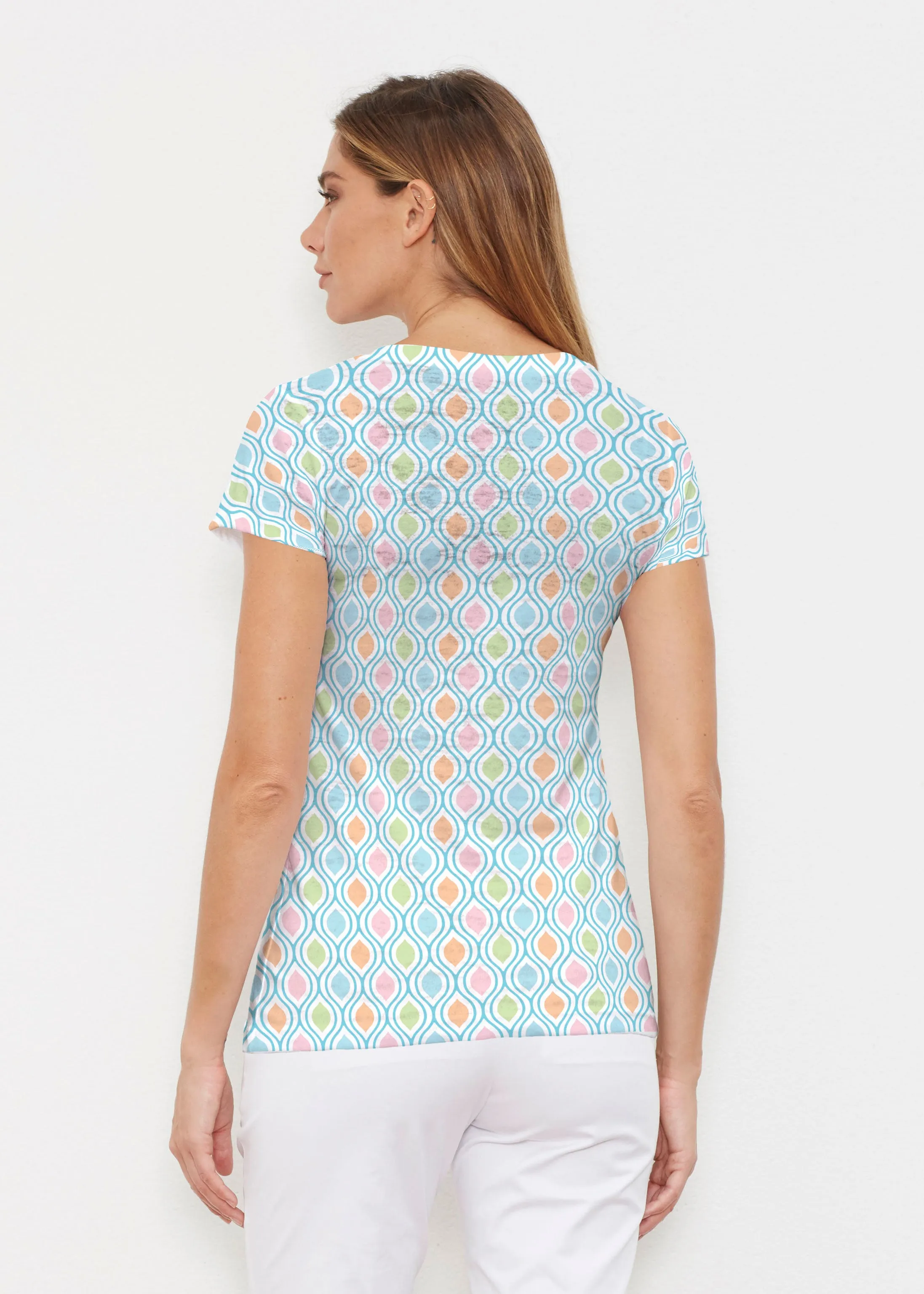 Waves of Sherbet (25072) ~ Signature Cap Sleeve V-Neck Shirt