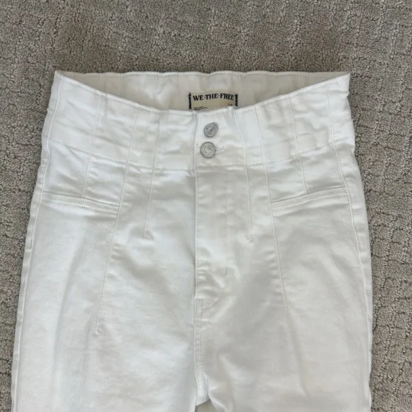 We The Free Jayde Flare Jeans Pure White High Rise Stretch New