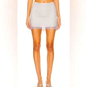 We Wore What Silver Crystal Studded Mini Skirt