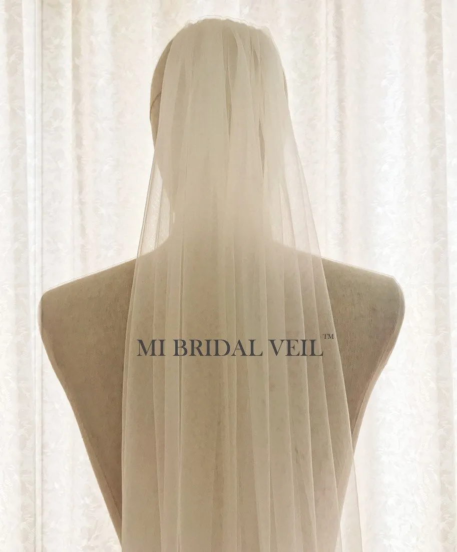 Wedding Veil, Boho Soft Tulle Veil, Sheer Illusion Tulle Veil, Bridal Veil Fingertip Mi Bridal