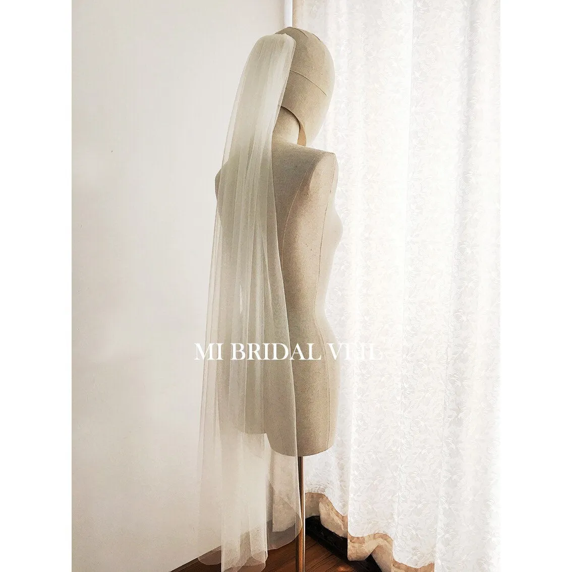Wedding Veil, Boho Soft Tulle Veil, Sheer Illusion Tulle Veil, Bridal Veil Fingertip Mi Bridal