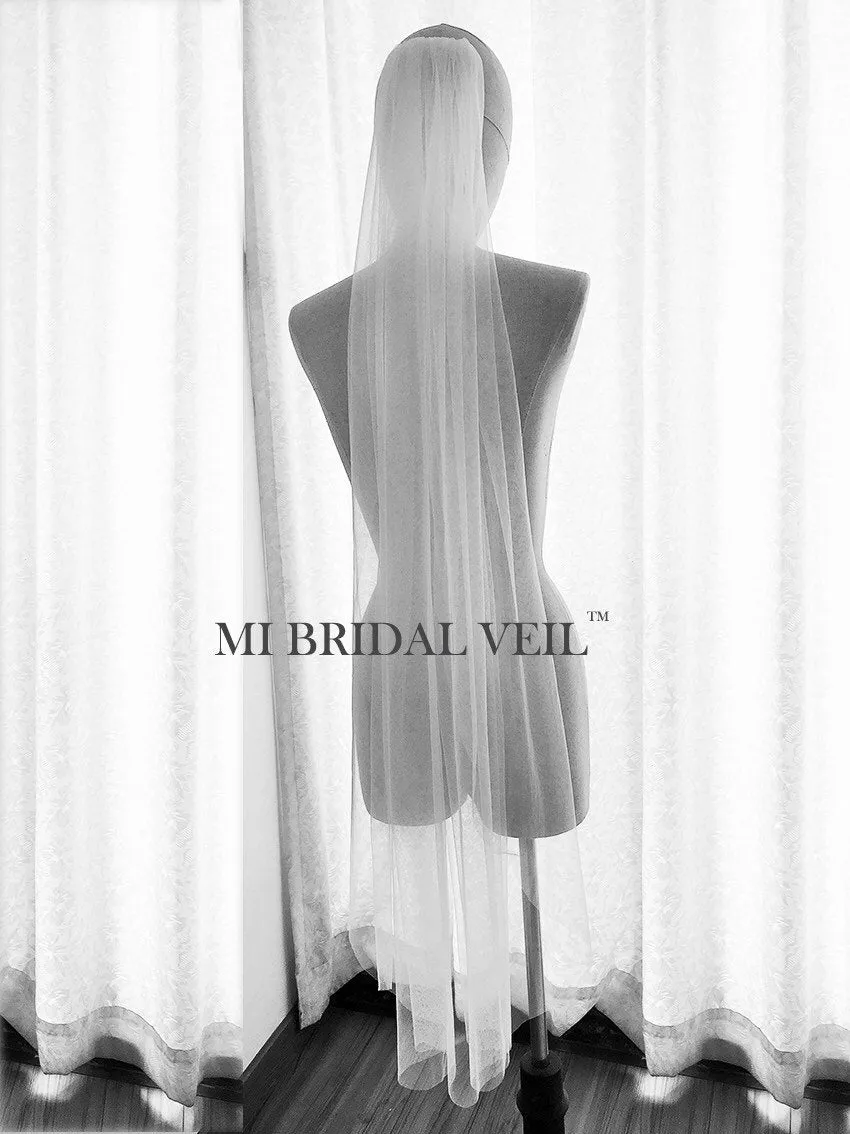 Wedding Veil, Boho Soft Tulle Veil, Sheer Illusion Tulle Veil, Bridal Veil Fingertip Mi Bridal